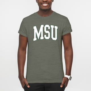 Michigan State University Spartans Mega Arch T-Shirt - Heather Military