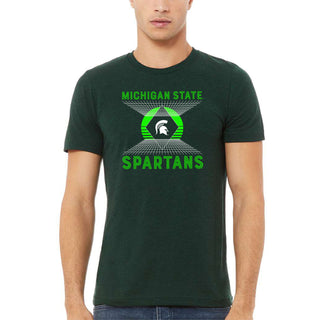 Michigan State Spartans Vaporwave Grid Triblend T Shirt - Emerald Triblend