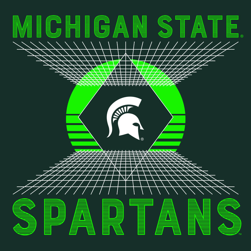 Michigan State Spartans Vaporwave Grid Tank Top - Forest