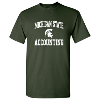 Michigan State University Spartans Arch Logo Accounting Short Sleeve T-Shirt - Forest