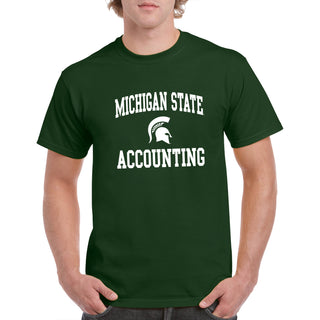 Michigan State University Spartans Arch Logo Accounting Short Sleeve T-Shirt - Forest