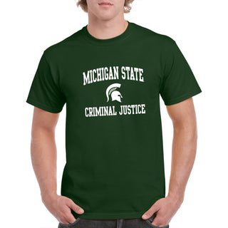 Michigan State University Spartans Arch Logo Criminal Justice Short Sleeve T-Shirt - Forest