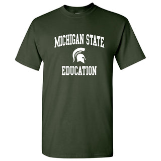 Michigan State University Spartans Arch Logo Education Short Sleeve T-Shirt - Forest