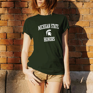 Michigan State University Spartans Arch Logo Honors Short Sleeve T-Shirt - Forest