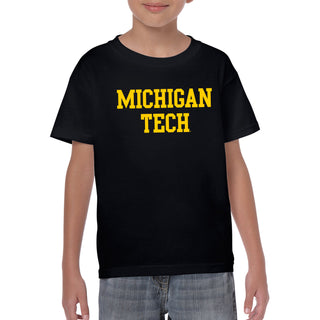 Michigan Technological University Huskies Basic Block Cotton Youth T-Shirt - Black