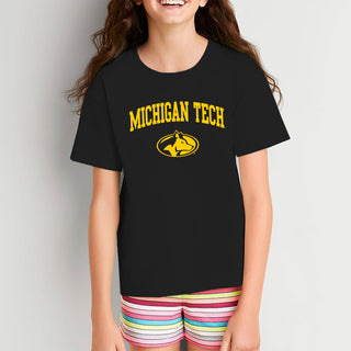 Michigan Technological University Huskies Arch Logo Cotton Youth T-Shirt - Black