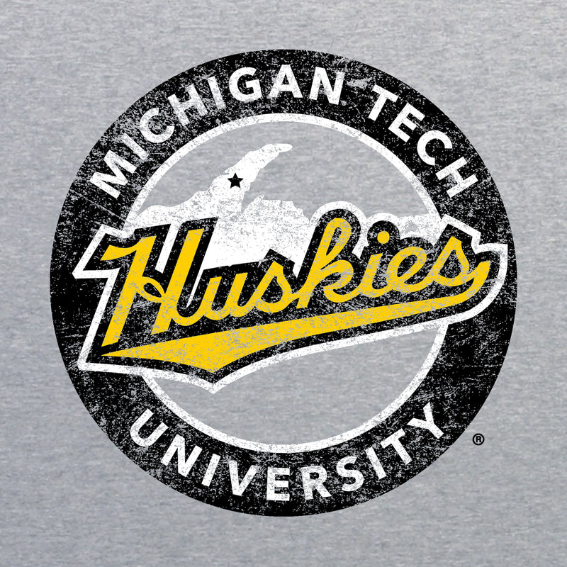 Michigan Technological University Huskies Silhouette Logo Canvas T-Shirt - Sport Grey