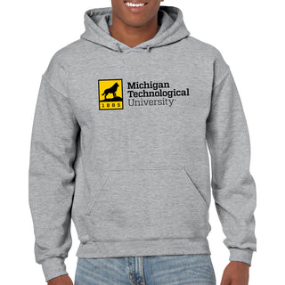 Michigan Technological University Huskies Institutional Logo Cotton Hoodie T-Shirt - Sport Grey