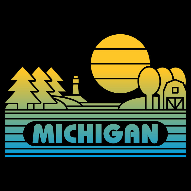 Michigan Groovy Sunset T-Shirt - Black