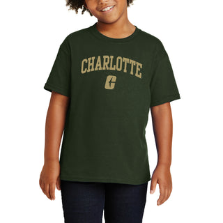 UNC Charlotte Forty-Niners Arch Logo Youth Short Sleeve T Shirt - Forest