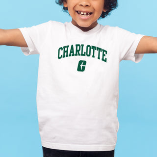 UNC Charlotte Forty-Niners Arch Logo Youth Short Sleeve T Shirt - White