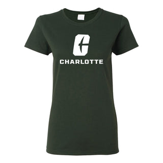 UNC Charlotte Forty-Niners Primary Logo Womens Short Sleeve T Shirt - Forest