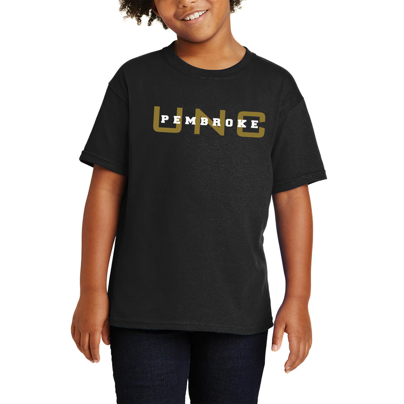 UNC Pembroke Braves Basic Block Youth T Shirt - Black