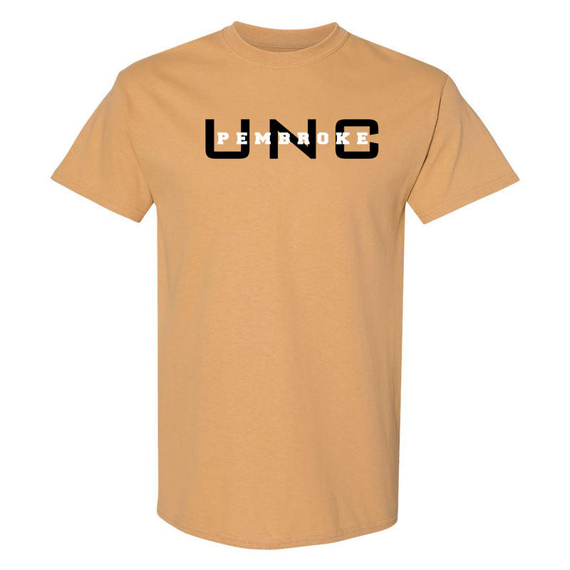 UNC Pembroke Braves Basic Block T Shirt - Old Gold