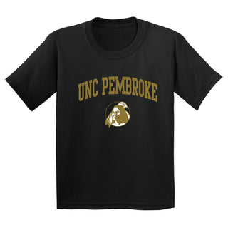 UNC Pembroke Braves Arch Logo Youth T Shirt - Black