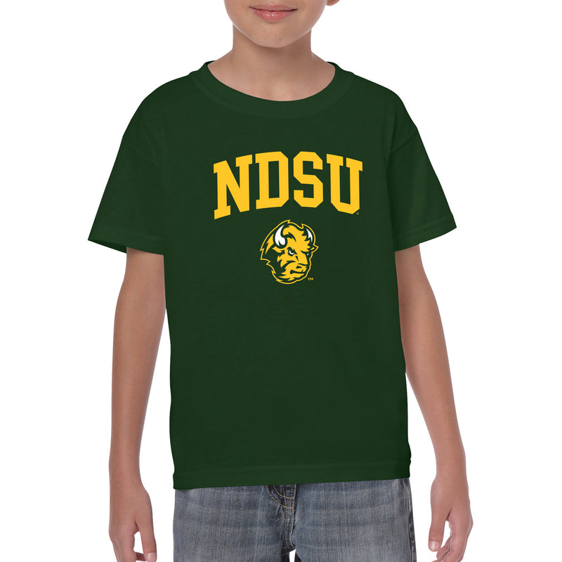 North Dakota State University Bison Arch Logo Short Sleeve Youth T Shirt - Forest