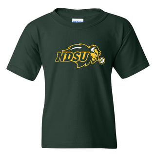 North Dakota State University Bison Primary Logo Short Sleeve Youth T Shirt - Forest