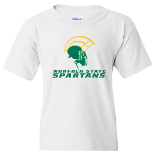 Norfolk State University Spartans Primary Logo Youth Short Sleeve T Shirt - White