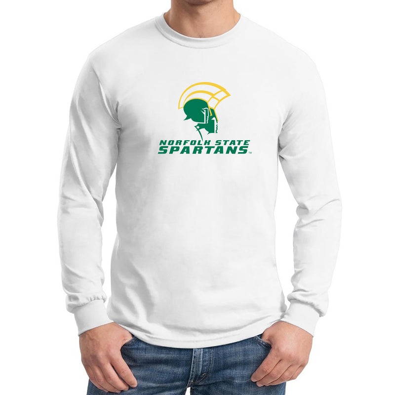 Norfolk State University Spartans Primary Logo Long Sleeve T Shirt - White