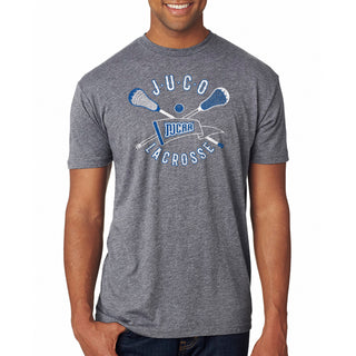 NJCAA JUCO Lacrosse Emblem - Junior College Athletics Triblend T Shirt - Premium Heather