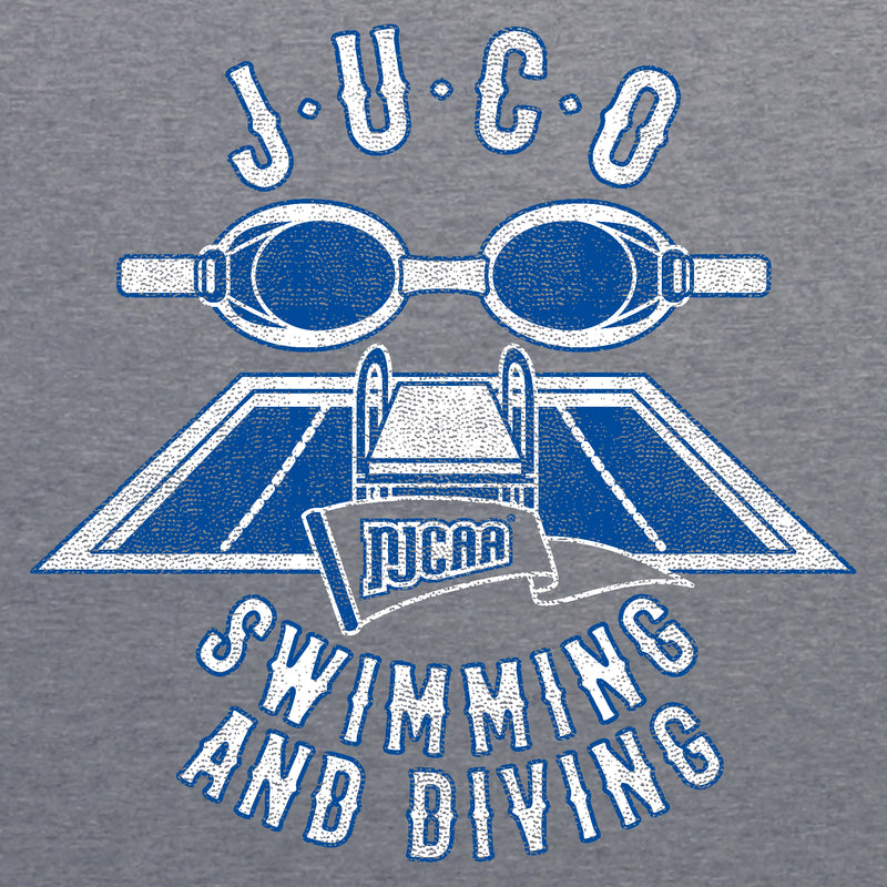 NJCAA JUCO Swimming and Diving Emblem - Junior College Athletics Triblend T Shirt - Premium Heather