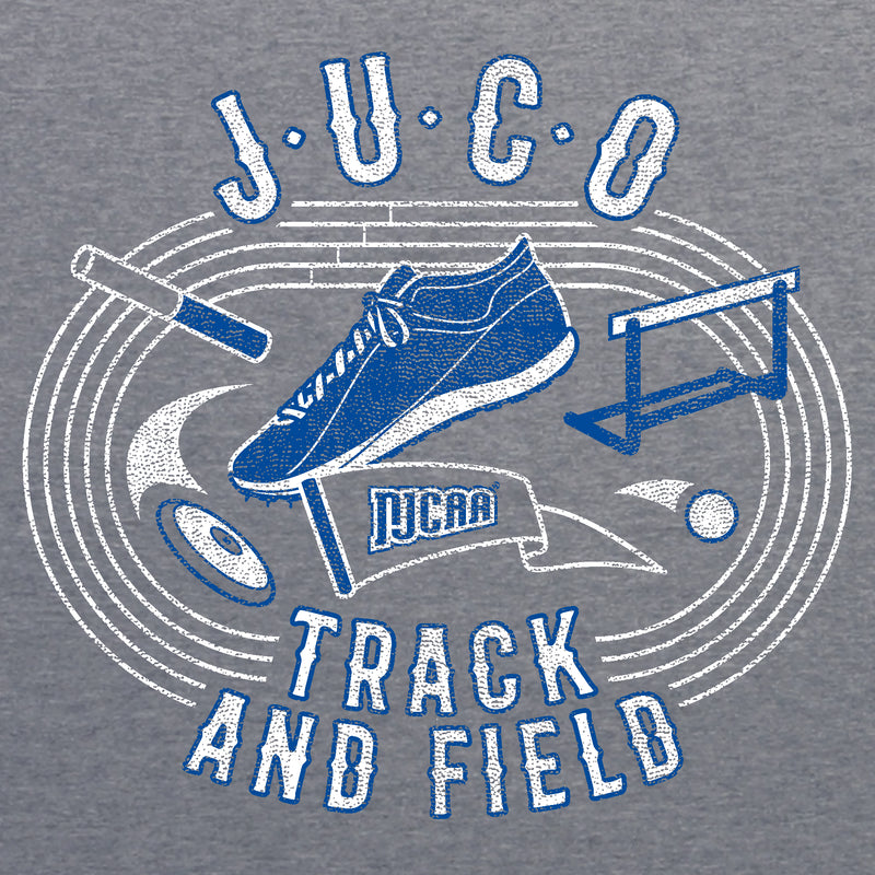 NJCAA JUCO Track and Field Emblem - Junior College Athletics Triblend T Shirt - Premium Heather