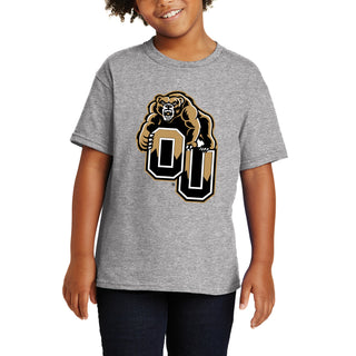 Oakland University Golden Grizzlies Primary Logo Short Sleeve Youth T Shirt - Sport Grey