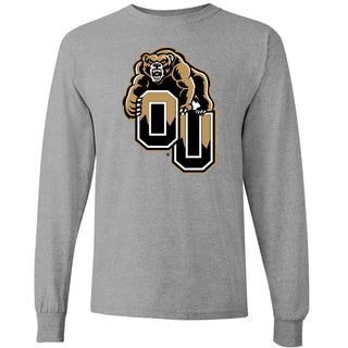 Oakland University Golden Grizzlies Primary Logo Long Sleeve T Shirt - Sport Grey