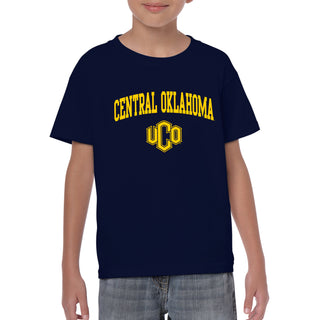 Central Oklahoma University Bronchos Arch Logo Youth T Shirt - Navy