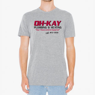 Oh-Kay Plumbing & Heating - Funny, Wet Bandits, Alone at Home, Christmas Movie T Shirt - Sports Grey