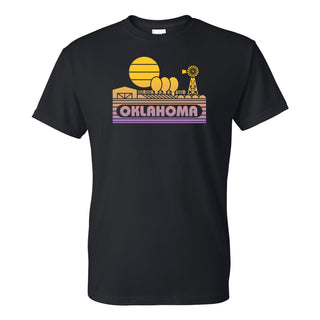 Oklahoma Groovy Sunset T-Shirt - Black