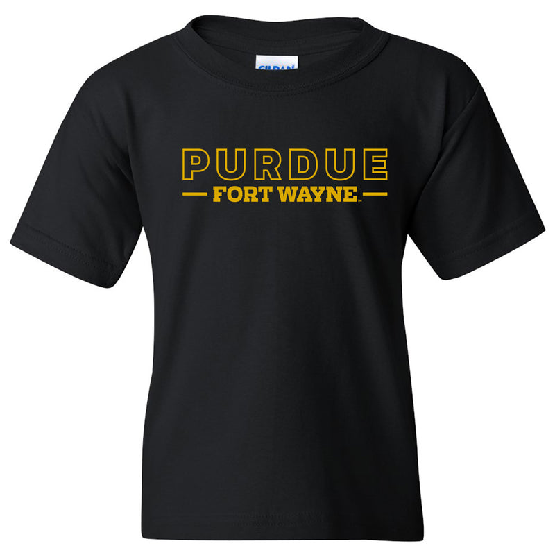 Purdue University Fort Wayne Mastodons Basic Block Youth Short Sleeve T Shirt - Black