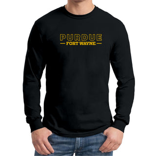 Purdue University Fort Wayne Mastodons Basic Block Long Sleeve T Shirt - Black