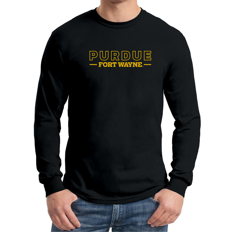 Purdue University Fort Wayne Mastodons Basic Block Long Sleeve T Shirt - Black