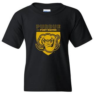 Purdue University Fort Wayne Mastodons Primary Logo Youth Short Sleeve T Shirt - Black