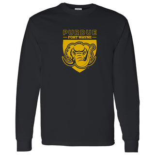 Purdue University Fort Wayne Mastodons Primary Logo Long Sleeve T Shirt - Black