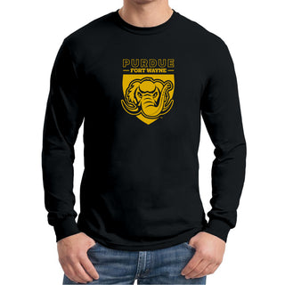 Purdue University Fort Wayne Mastodons Primary Logo Long Sleeve T Shirt - Black