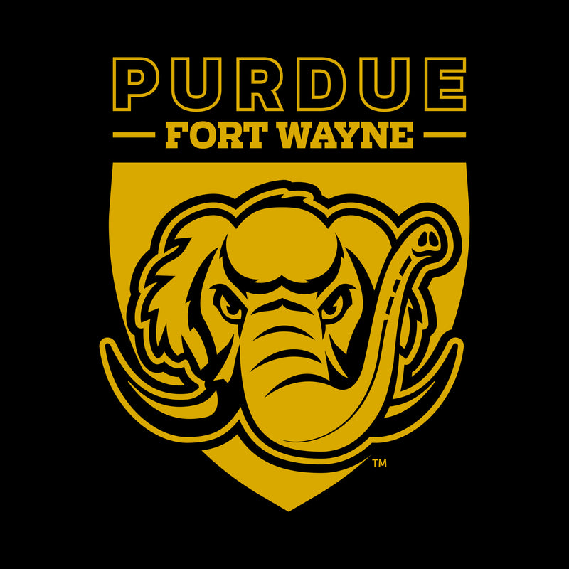 Purdue University Fort Wayne Mastodons Primary Logo Short Sleeve T Shirt - Black