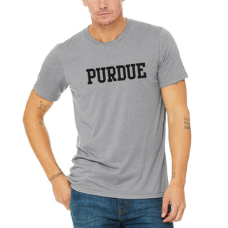 Purdue University Boilermakers Basic Block Canvas Triblend T Shirt - Athletic Grey Triblend