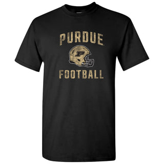 Purdue University Boilermakers Faded Football Helmet Basic Cotton Short Sleeve T Shirt - Black