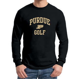 Purdue University Boilermakers Arch Logo Golf Long Sleeve T Shirt - Black