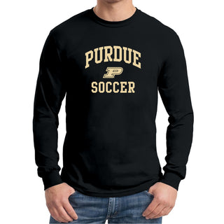 Purdue University Boilermakers Arch Logo Soccer Long Sleeve T Shirt - Black