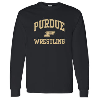 Purdue University Boilermakers Arch Logo Wrestling Long Sleeve T Shirt - Black