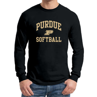 Purdue University Boilermakers Arch Logo Softball Long Sleeve T Shirt - Black