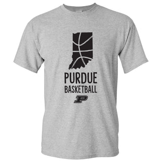 Purdue University Boilermakers Basketball Brush State Short Sleeve T Shirt - Sport Grey