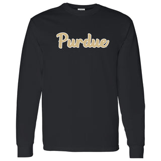 Purdue University Boilermakers Basic Script Cotton Long Sleeve T Shirt - Black