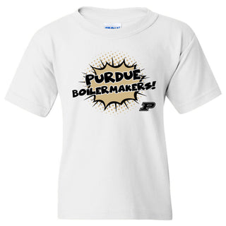 Purdue University Boilermakers Comic Blast Youth Basic Cotton Short Sleeve Tee - White