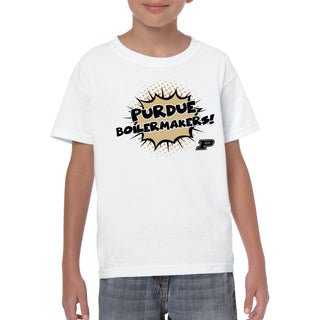 Purdue University Boilermakers Comic Blast Youth Basic Cotton Short Sleeve Tee - White