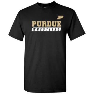 Purdue University Boilermakers Wrestling Slant Basic Cotton Short Sleeve T Shirt - Black