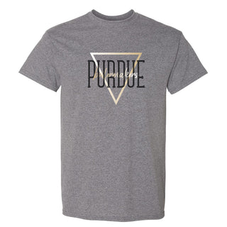 Purdue University Boilermakers Gradient Triangle Basic Cotton Short Sleeve T Shirt - Graphite Heather